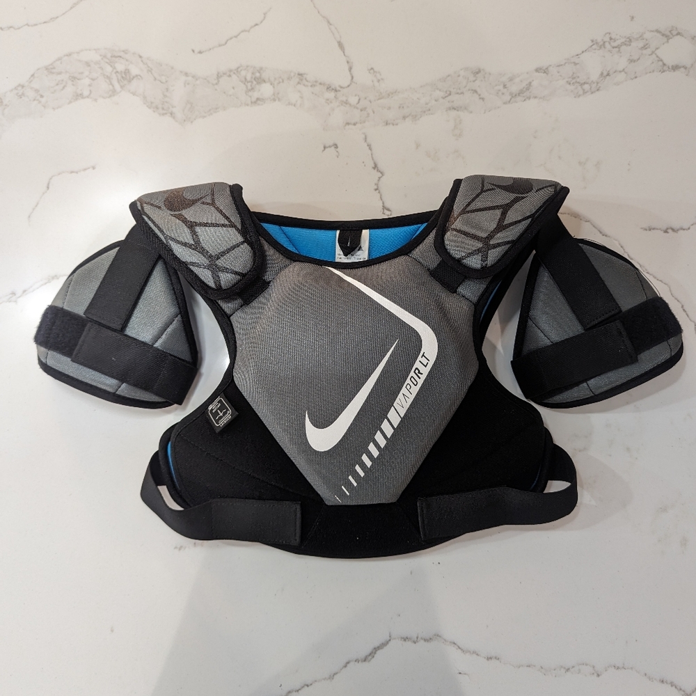 Nike Vapor LT Lacrosse Shoulder Pads Youth XL Gray/Blue LAX Chest Protector